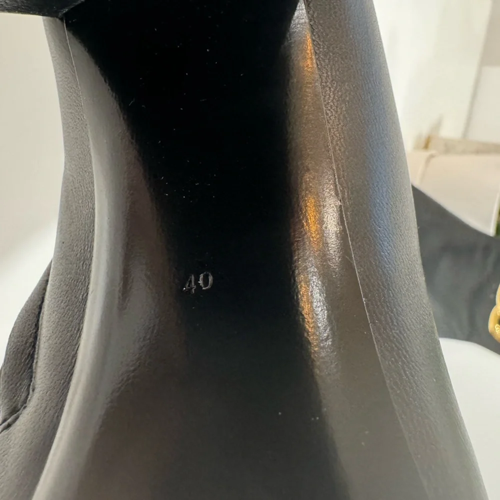 Dolce and Gabbana Gold Logo Black Nappa leather ankle boots